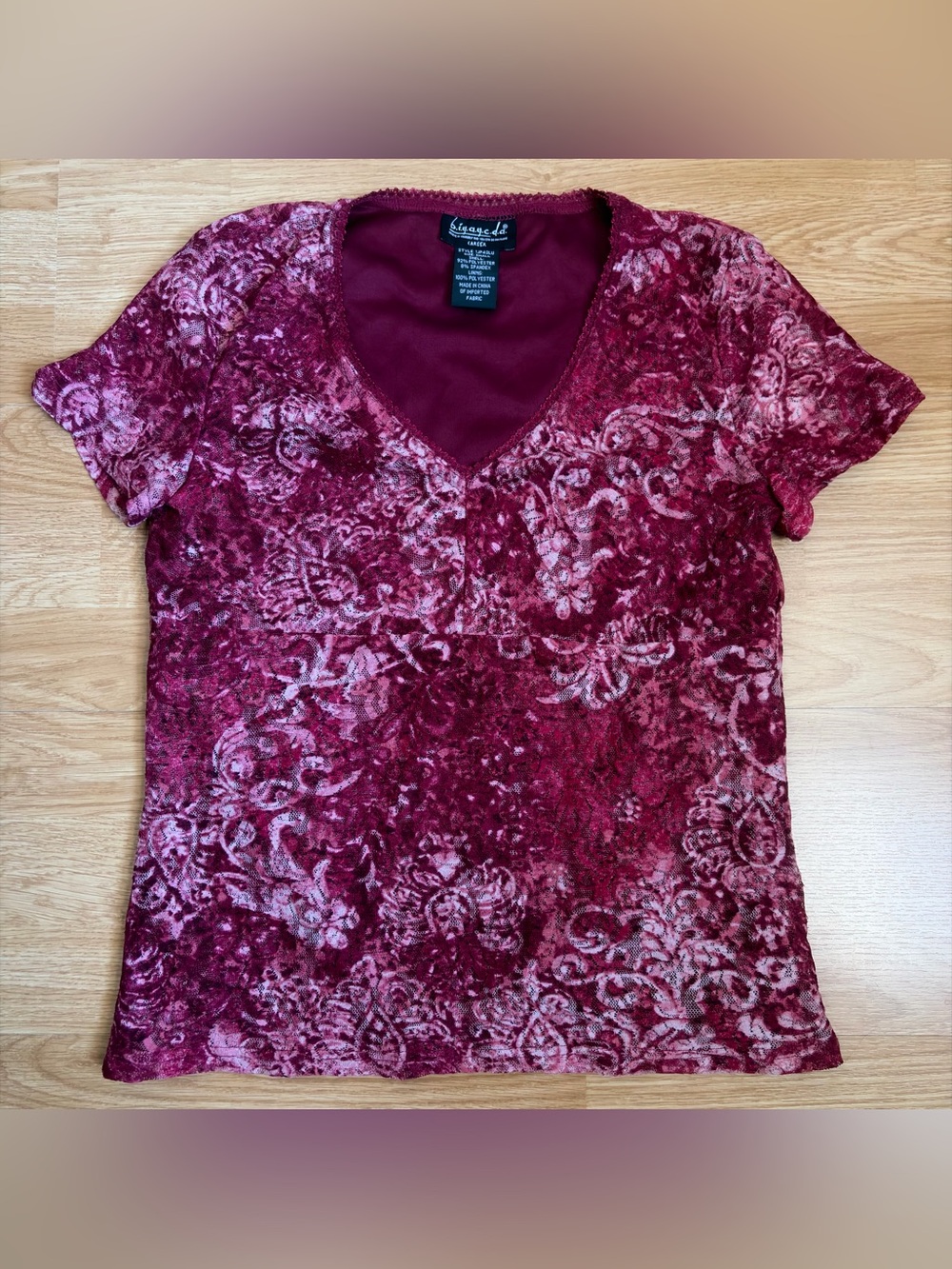 Y2k pink mesh paisley top